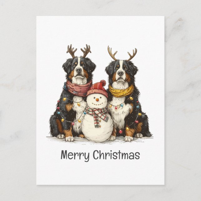 Frohe Weihnachten Rentier Bernese Mountain Hunde (Vorderseite)