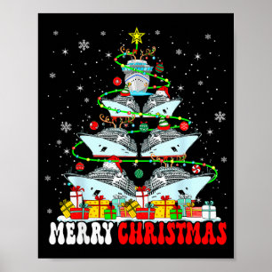 Frohe Weihnachten Rentier Elf Santa Kreuzfahrtschi Poster