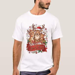 Frohe Weihnachten Rentier Familie Weihnachtsmann H T-Shirt