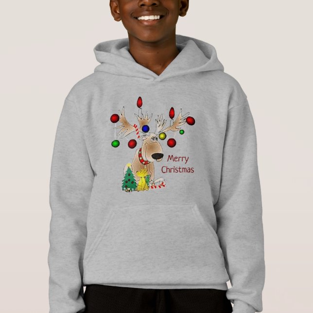 Frohe Weihnachten Rentier Kid Hoodie (Vorderseite)