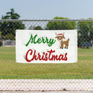 Frohe Weihnachten Rentier rot grüne Schrift Banner