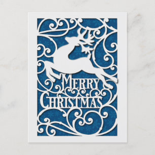 Frohe Weihnachten Rentier Silhouetten Schneeflocke Postkarte