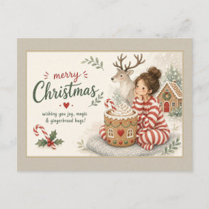 Frohe Weihnachten Rentier und Kakao Umarmungen Pos Postkarte