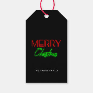 Frohe Weihnachten Retro 80er Neon Lights Geschenkanhänger