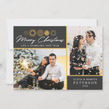 Frohe Weihnachten Retro Gold Burst Foto Gruß