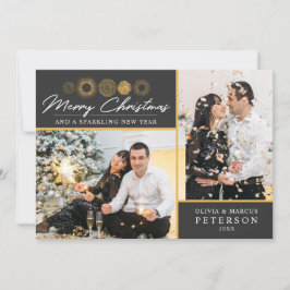 Frohe Weihnachten Retro Gold Burst Foto Gruß