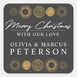 Frohe Weihnachten Retro Holiday Gold Burst Geschen Quadratischer Aufkleber