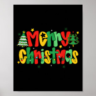 Frohe Weihnachten Retro Lights Tree Männer Frauen Poster