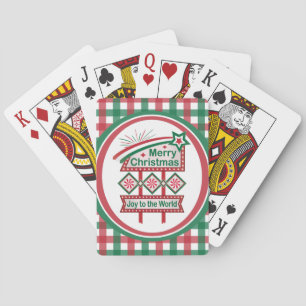 Frohe Weihnachten Retro-Marquee – Freude der Welt Spielkarten
