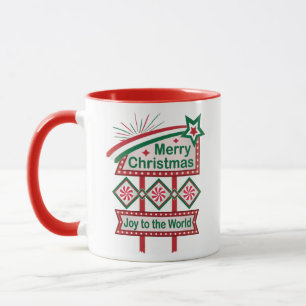 Frohe Weihnachten Retro-Marquee – Freude der Welt Tasse