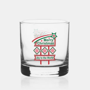 Frohe Weihnachten Retro-Marquee – Freude der Welt Whiskyglas