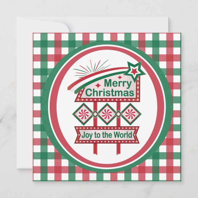 Frohe Weihnachten Retro Marquee - Freude für die W Einladung (Vorderseite)