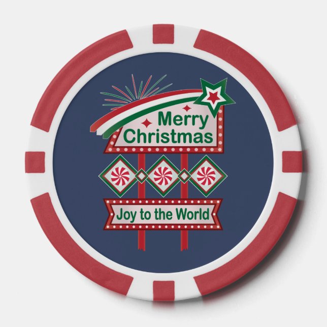 Frohe Weihnachten Retro Marquee - Freude für die W Pokerchips (Vorderseite)