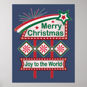 Frohe Weihnachten Retro Marquee - Freude für die W Poster