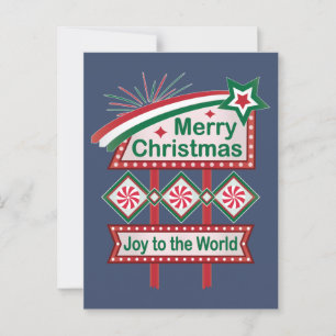 Frohe Weihnachten Retro Marquee - Freude für die W Postkarte