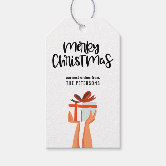 Frohe Weihnachten Retro Mitte des Jahrhunderts Geschenkanhänger (Vorderseite)