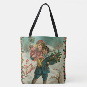 Frohe Weihnachten - Retro-Postkarte, Kinder, Stech Tasche