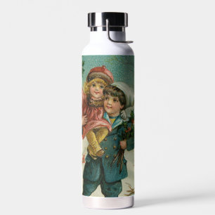Frohe Weihnachten - Retro-Postkarte, Kinder, Stech Trinkflasche