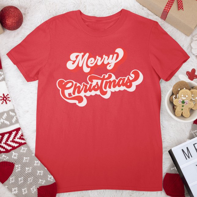 Frohe Weihnachten Retro Red Classic T-Shirt (Merry Christmas simple retro red Women's T shirt. )