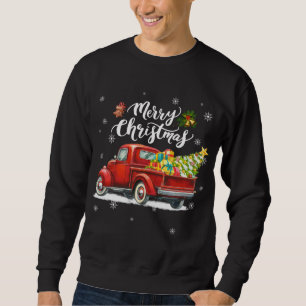 Frohe Weihnachten Retro Red Truck Farm Christmas T Sweatshirt