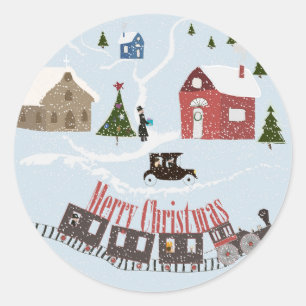 Frohe Weihnachten , Retro Runder Aufkleber
