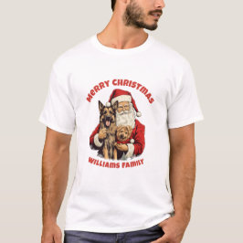 Frohe Weihnachten Retro Santa Claus German Shepher T-Shirt