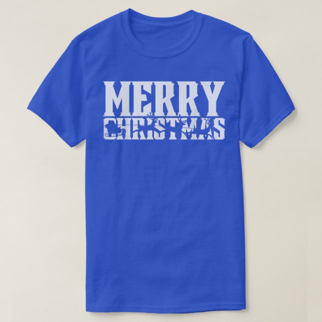 Frohe Weihnachten Retro Santas Sleigh & Flying Rei T-Shirt (Design vorne)