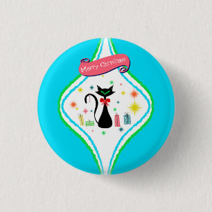 Frohe Weihnachten Retro Siamese Katze Button
