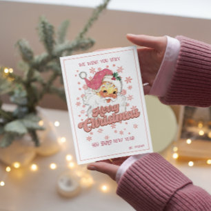 Frohe Weihnachten Retro-Typografie Santa Rosa Hut Einladung