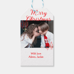 Frohe Weihnachten Retro-Weihnachtsbaum Kinderfoto  Geschenkanhänger