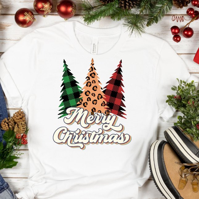 Frohe Weihnachten Retro Weihnachtsbaumen T - Shirt (Von Creator hochgeladen)