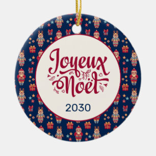 Frohe Weihnachten Retro Weihnachtsmann Blau Keramik Ornament