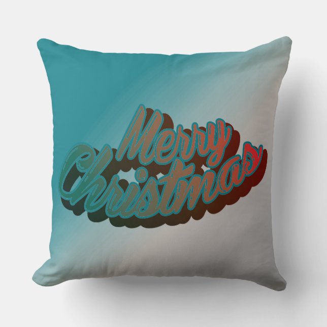 Frohe Weihnachten Reversible Aqua Blend Farbkissen Kissen (Vorderseite)