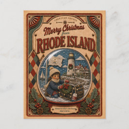 Frohe Weihnachten Rhode Island Vintage-Schneekugel