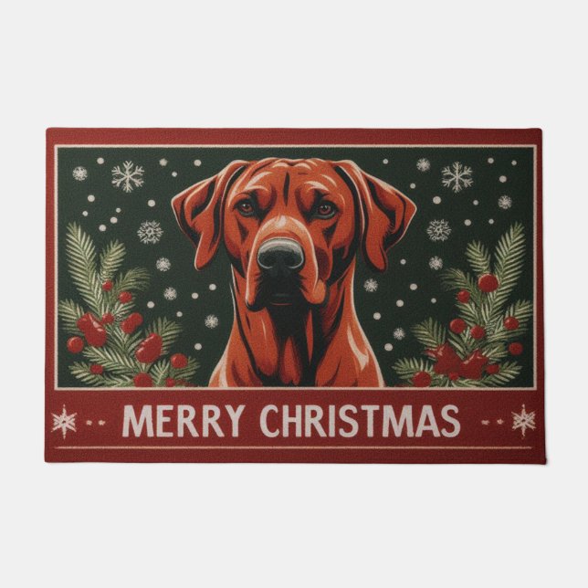 Frohe Weihnachten Rhodesian Ridgeback Dog Weihnach Fußmatte (Vorderseite)
