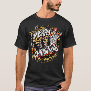 Frohe Weihnachten Rock And Roll Leopard Weihnachts T-Shirt