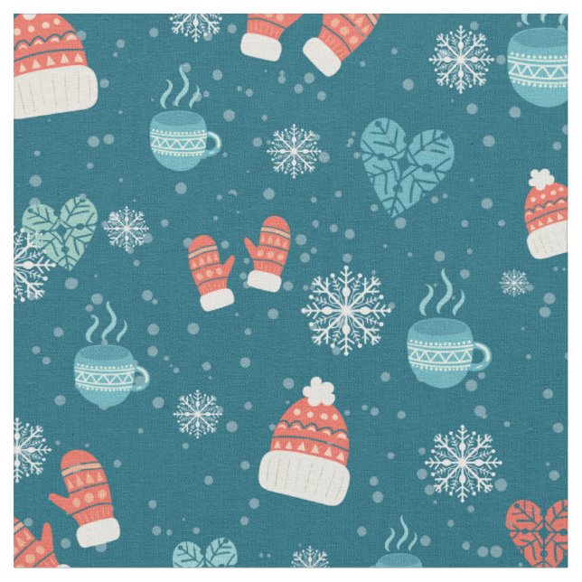 Frohe Weihnachten rollen Muster - Wintermuster Stoff (Nahaufnahme)