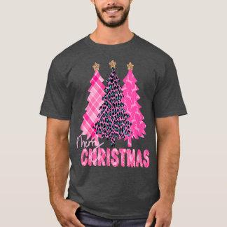 Frohe Weihnachten Rosa Bäume T-Shirt