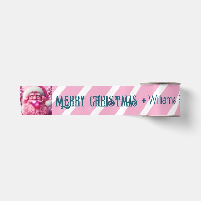 Frohe Weihnachten Rosa Blase Gum | Name der benutz Satinband (Vorderseite)