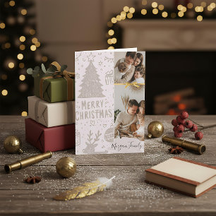 Frohe Weihnachten rosa Familienfoto elegante Schri