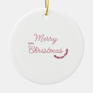 frohe weihnachten rosa familienname 20xx pastell m keramik ornament