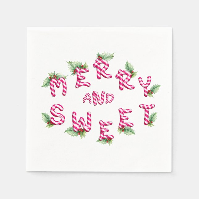 Frohe Weihnachten Rosa Feiertag Napkins Serviette (Vorderseite)
