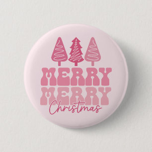 Frohe Weihnachten - Rosa Feiertage Design Button
