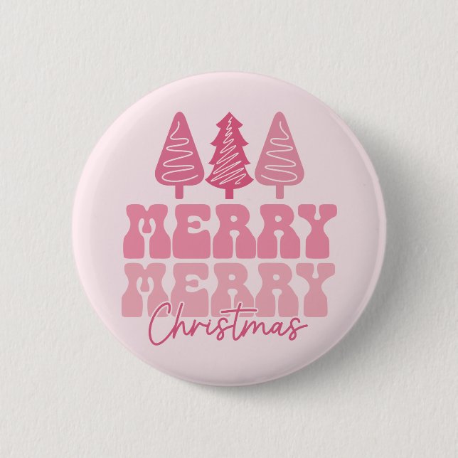 Frohe Weihnachten - Rosa Feiertage Design Button (Vorderseite)
