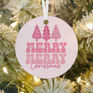 Frohe Weihnachten - Rosa Feiertage Design Ornament Aus Metall