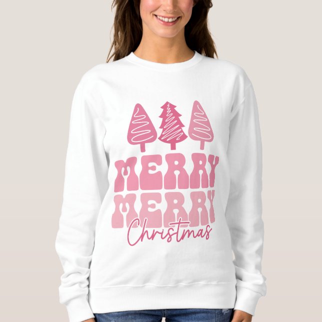 Frohe Weihnachten - Rosa Feiertage Design Sweatshirt (Vorderseite)