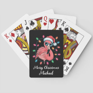 Frohe Weihnachten Rosa Flamingo Personalisiert Spielkarten