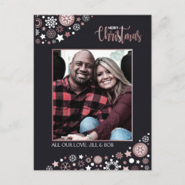 Frohe Weihnachten Rosa Goldschneeflocken