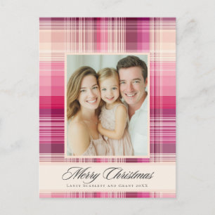 Frohe Weihnachten rosa kariertes Feiertagsdesign