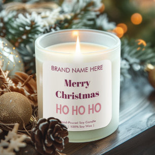 Frohe Weihnachten Rosa moderne Kerzenetiketten Quadratischer Aufkleber